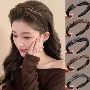 빈티지 체크 볼륨감 헤어 머리띠 URD-1011231