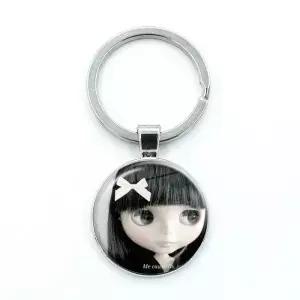 04 음악 Blythe 인형 고딕 키 체인 귀여운 만화 BJD 유리 카보 숑 열쇠 고리 가방 자동차 반지 홀더 매력