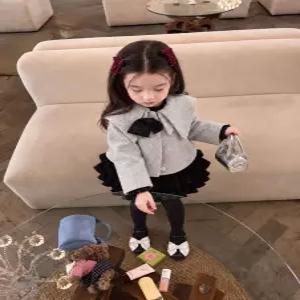 그레이 빅카라 모직 코트 R23664