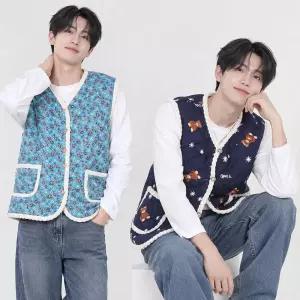 남성 여성 빅사이즈 겨울 촌캉스 플라워 털안감 조끼