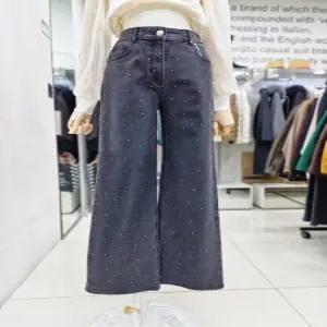 [베스띠벨리]큐빅 스트레이트 히든밴딩 데님팬츠