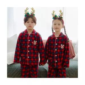 크리스마스 수면 잠옷 주니어 체크 후리스 겨울 아동 초등 유치원 키즈 파자마 파티 선물