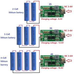 C타입 BMS 2S 3S 4S 1A 2A 4A 18650 리튬 배터리 충전기 보드 Li-Po 폴리머 전원 은행용 USB 스텝 업 부스