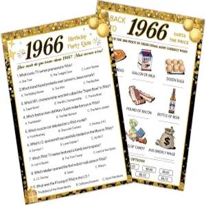 호만가 30피스 60주년 기념 게임 카드 966 퀴즈 및 가격 맞히기 블랙 앤 골드 남녀 생일 파티 용품