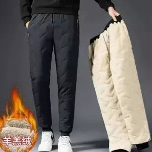 융털 남자 양털 패딩 바지 기모 겨울 남자 방한 바지