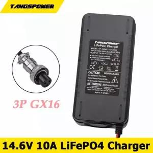 14.6V 10A Lifepo4 배터리 고속 충전기 12V 3P GX16 커넥터가 리튬 철 인산염 팩