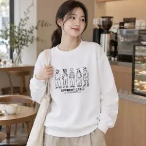 오프비트 맨투맨 국내생산 특양면 기모 남여공용 M~2XL 빅사이즈 여성 여자 남성 남자 단체 루즈핏 데일리 겨울 학생 프린팅 긴팔 후드티