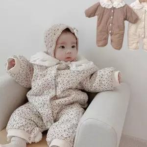 (올핀)작은꽃레이스카라 양털 기모 아동 우주복 205013