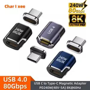 USB4.0 썬더볼트4/3 마그네틱 C to Type-C 240W 80Gbps 고속 충전 마그넷 컨버터 케이블 8K@60Hz OTG