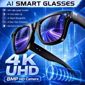 2026년 기술 AI 스마트 안경 4K POV 녹화 8MP 카메라 번역 ChatGPT 블루투스 통화 WIFI 남녀공용