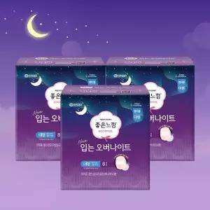 좋은느낌 입는 오버나이트 8매 X 3팩 / 입는생리대