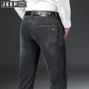 JEEP SPIRIT 가을 겨울 청바지 남성 두꺼워짐 스트레이트 루즈 워시드 청바지
