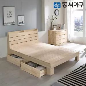 동서가구 순수 히노끼 수납헤드 편백나무 100% 프레임 2서랍 수납침대 싱글 S (매트제외) DF642829