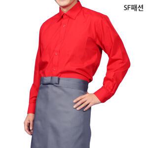 남자  빨강 기본 셔츠 긴팔 유니폼 호텔 중식당 단체복