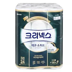 크리넥스 데코앤소프트 와이드 3겹 30m 24롤 x1개 부케향 화장지