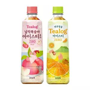 티로그 아이스티 500ml 제로칼로리 납작복숭아 홍차 12개+ 제주청귤 녹차 12개