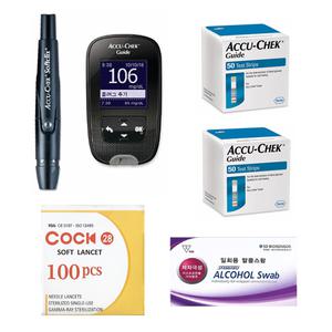 아큐첵 가이드 Accu-Chek Guide 혈당측정기 풀세트(기계세트+채혈기+시험지100매+호환침110개+알콜솜100매)