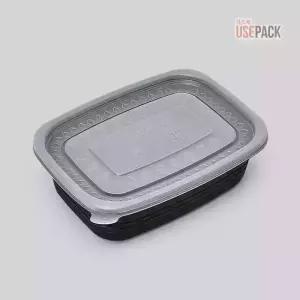 EH 사각 죽용기 중 50개 검정 뚜껑세트 파스타 볶음밥 배달 포장