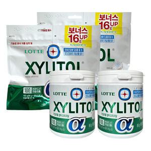 롯데 자일리톨 껌 알파 오리지날 용기 86gx2개 + 알파 리필 102gx2개