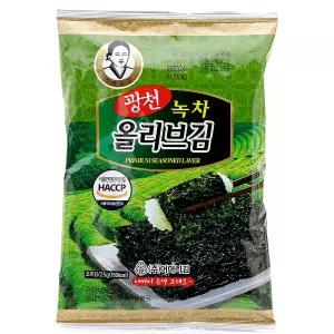 광천어머니김 녹차올리브 전장김 25g X 10봉 식탁김 도식락김 돌자반 김밥김 김자반