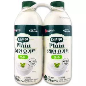 코스트코 서울우유 무가당 더진한 플레인 요거트 2000ml(1000ml x 2병) 마시는 요구르트