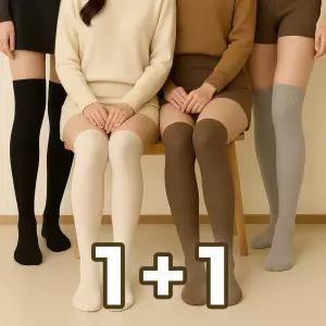원+원 여성용 겨울 보온 따뜻한 말림없는 무릎 니하이 오버 니삭스 양말