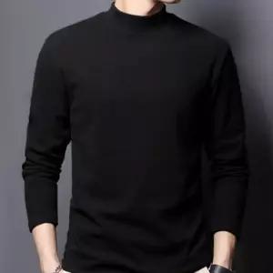 남성 무지 티셔츠 긴팔 하프넥 목폴라 목티 블랙/남자티/따뜻한/기본/보온/환절기 /면폴라티/가을 이너