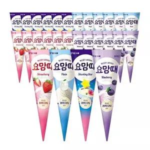[빙그레]빙그레 요맘때 콘 아이스크림 4종 혼합 24개 (플레인6+딸기6+슈팅스타6+블루베리6)