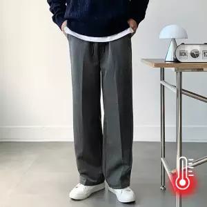 [국내생산] 기모 밴딩 팬츠 슬랙스 캐주얼 세미와이드 일자 트레이닝 남자 여자 바지 남녀공용 출근룩 학생