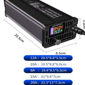 호환 60V 20A 15A 10A 조절식 배터리 충전기 71.4v 67.2v 73V 8A LiFePO4 리튬 이온 LTO 18650