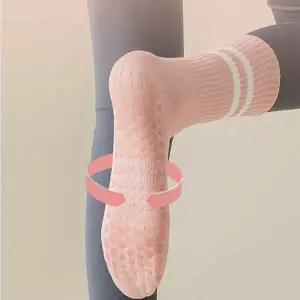 여성 필라테스 양말 논슬립 미끄럼 발가락 여성 요가 양말 운동 스트라이프 운동용 실내 발목