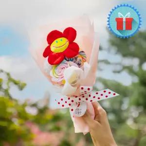 스마일꽃 롤리팝사탕 장미 퐁퐁 비누꽃다발 빨강 기념일 졸업식 수료식 발표회 여친선물
