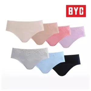 BYC 르송 여성 7p 편면 레이스 요일팬티 미디삼각팬티 LMP0017