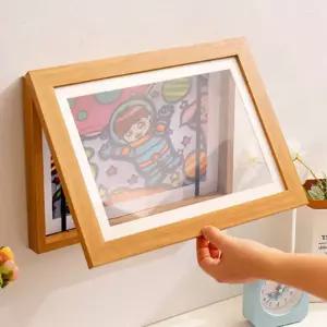 벽걸이 아이그림 키핑 보관 액자틀 대용량 원목 그림 액자 미술작품 전시 프레임 A3