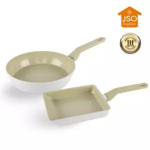 JSO HOME 세라믹 PG 인덕션 프라이팬 24cm + 사각팬 (22x19cm)