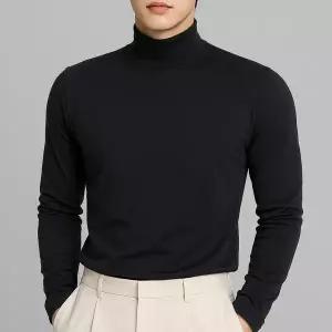 남성 긴팔 반목 티셔츠 남자 겨울 가을 고탄력 폴라티 체형 커버 슬림핏 터틀넥 부드러운 긴목 목티 이너
