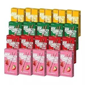 [롯데웰푸드]딸기 빼빼로 37g x5개+초코 빼빼로 46g x5개+아몬드 빼빼로 32g x5개+초코필드 빼빼로 45g x5
