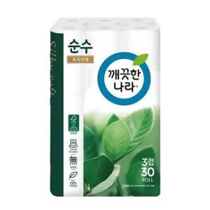 빠른 배송 깨끗한나라 순수 화장지 프리미엄 3겹 30롤 33m 휴지 롤화장지 서치D1