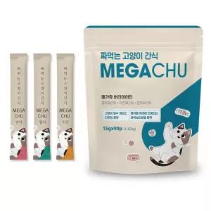 메가 고양이간식 스틱 90입 연어 참치 치킨 르