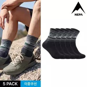 [네파] 남성 하이킹 쿠션 등산 중목양말 5P_BK