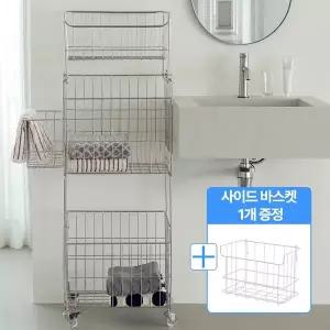 [하우스플랜온]올 304스텐 3단 세탁바구니 사이드바스켓 1개 증정