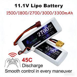 3S 11.1V 리포 배터리 45C60C 1500mAh 2200mAh 3300mAh T 딘스 XT60 플러그 포함 RC 자동차 비행기 보트용