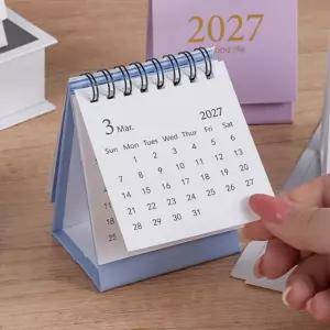 2027년 미니달력 소형캘린더 메모가능 포인트스티커 스프링형 탁상캘린더 6색상
