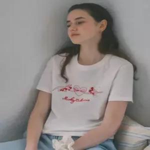 코드그라피 CODEGRAPHY 디즈니 미키마우스 하트 미니마우스 반소매 티셔츠 화이트