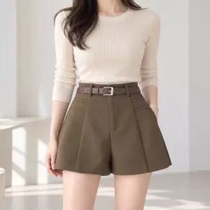 겨울 반바지 하이웨스트 숏팬츠 데일리 포켓 모직 핀턱