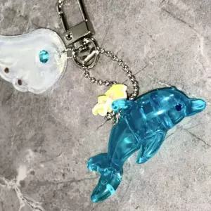 투명 아쿠아 돌고래 입체 키고리 가방 장식 다이어리 꾸미기 우정 커플 여름 감성