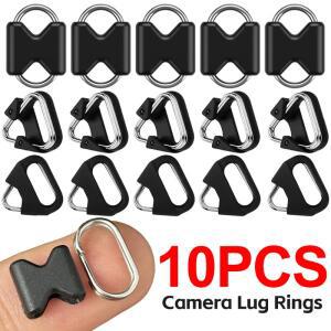 범용 카메라 용 10/2Pcs 러그 링 플라스틱 캡이있는 스테인레스 스틸 삼각형 스플릿 링 카메라 숄더 넥 스