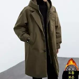 에쥬아 남성 롱 야상자켓 간절기 후드 바람막이 빅사이즈 롱 아우터