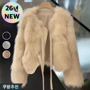 (25년 신상) 날씬해보이는 여성 여우털 인조밍크 숏기장 퍼 자켓 코트 가을 겨울 추천 편한 프렌치 우아한