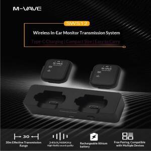 MVave Sws12 무선 인이어 모니터 시스템 송신기 수신기 무대 공연 밴드 리허설용